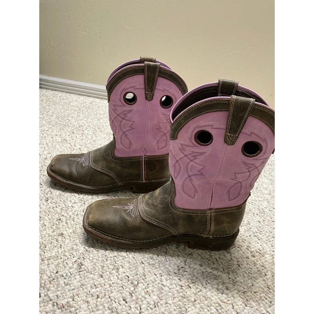 Rocky Big Girls Legacy 32 Waterproof Western Boot-Broad Square Toe Brown/Pink
